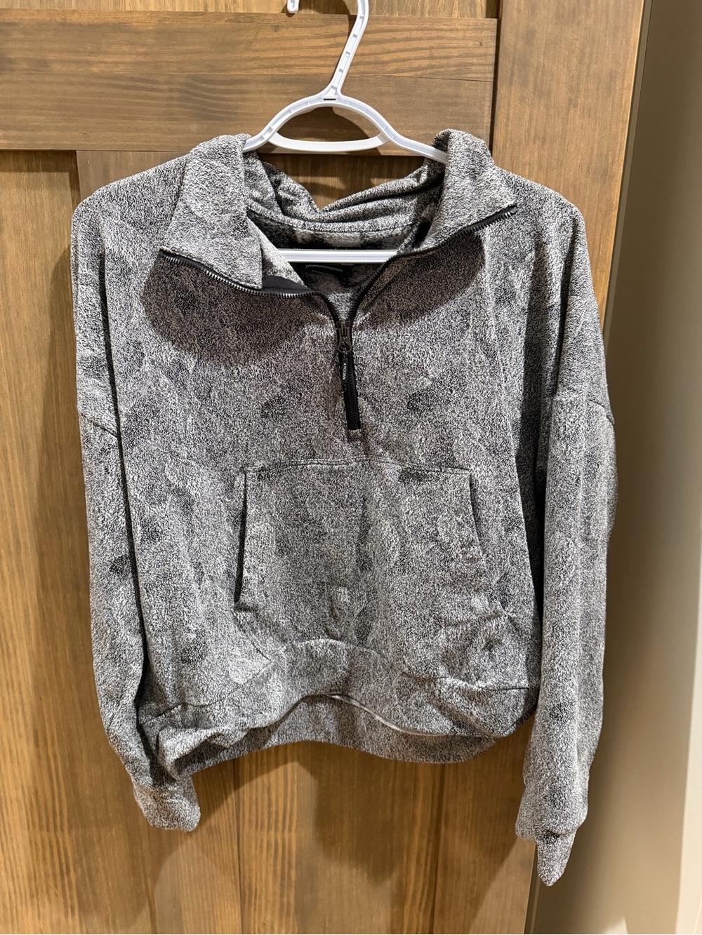 Women Gray Quarter-Zip Pullover Sweater